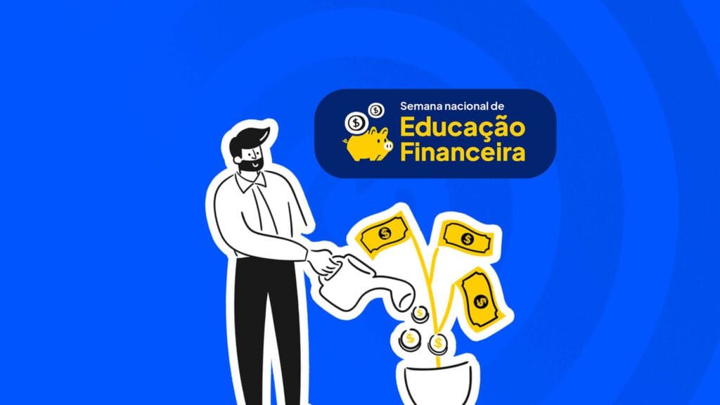 ilustração de homem regando um vaso com dinheiro