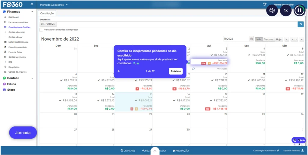 Conciliação de Cartões | F360